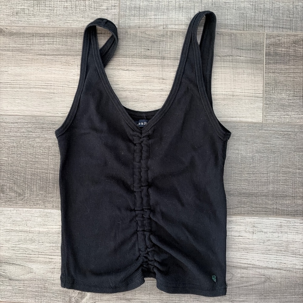 Abercrombie & Fitch Black Ruched Tank Top
